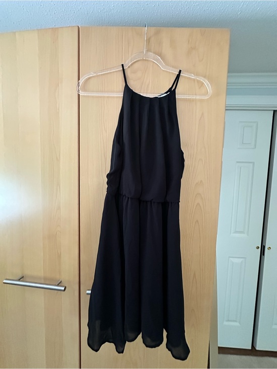Lush Dresses & Skirts - Lush Black Halter-Neck Midi Dress with Flowing Skirt
